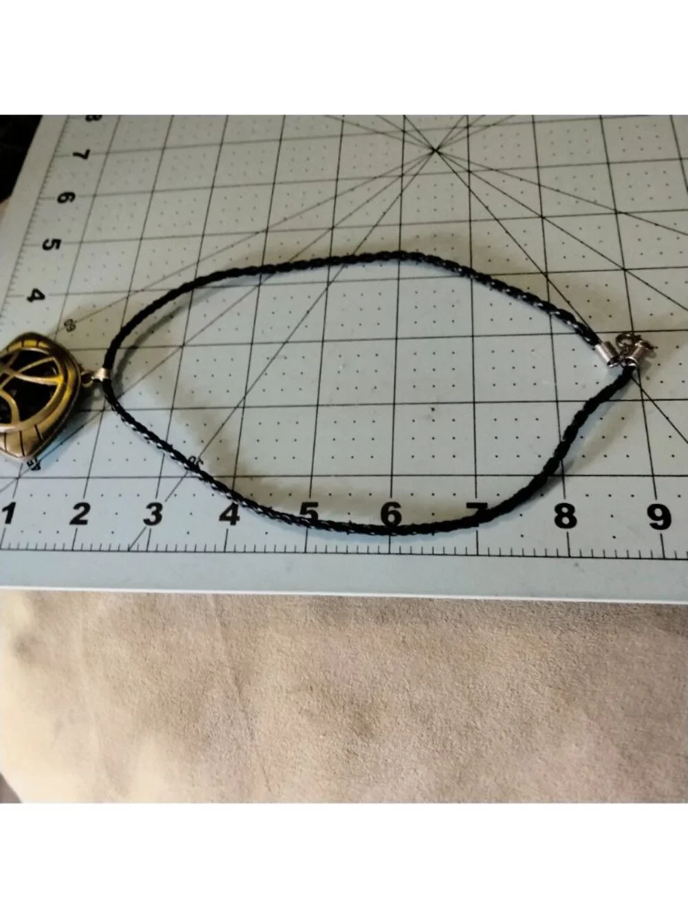 Doctor Strange Eye Of Agamotto Necklace Pendant Braided Black Cord Green Stone
